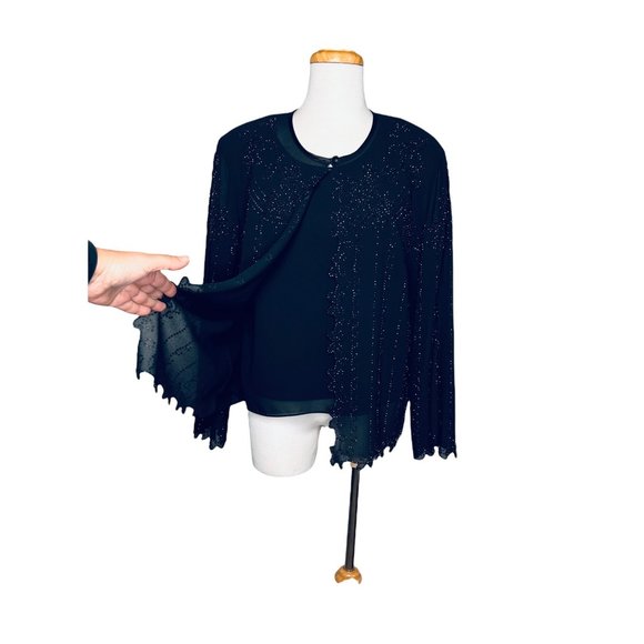 R&M Richards Vintage Formal Hand Beaded Jacket & Tank Top 2 Piece Set Sz 14 USA - Picture 2 of 12